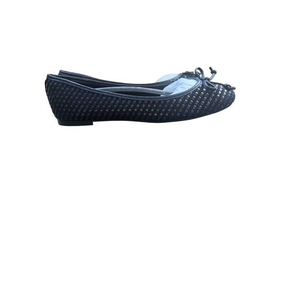 Arezzo Womens Black Woven Ballet Flats Size 6.5 With Bow & Rubber Sole NIB - Picture 2 of 9